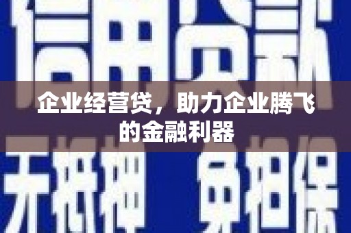 沿滩企业经营贷，助力企业腾飞的金融利器