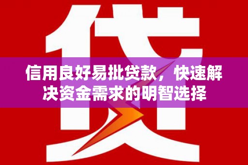 镇康信用良好易批贷款，快速解决资金需求的明智选择
