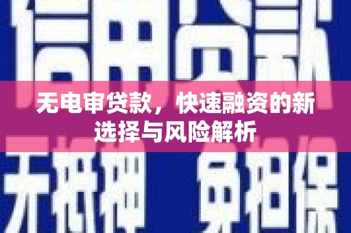正蓝旗无电审贷款，快速融资的新选择与风险解析