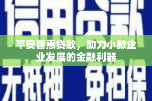 灵武平安普惠贷款，助力小微企业发展的金融利器