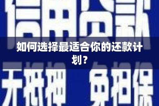 红塔如何选择最适合你的还款计划？